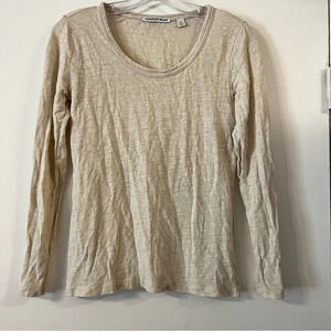 Country Road Linen Blend Long Sleeve Tee T-Shirt Cream XXS Minimalist Capsule